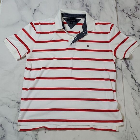 Tommy Hilfiger Red/White Stripe Polo - Picture 1 of 4